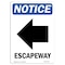 Signmission OSHA Notice, 7" Height, Escapeway Left Arrow Sign With Symbol, 7" X 5", Portrait OS-NS-D-57-V-12153 - alternate 1